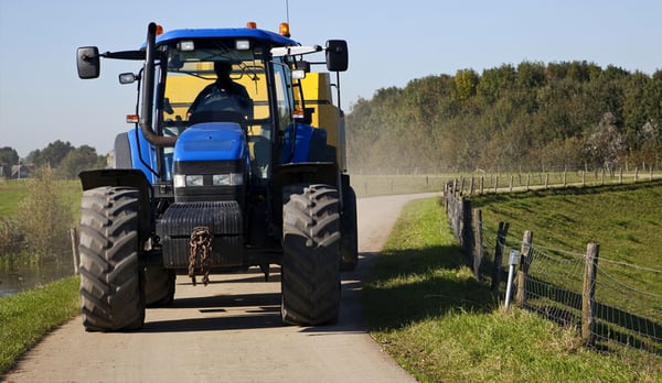 Tractor on the road for transport