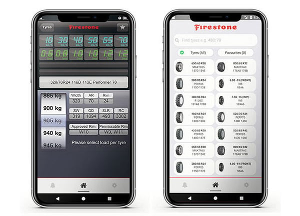 Free Firestone app for calculating tyre pressure