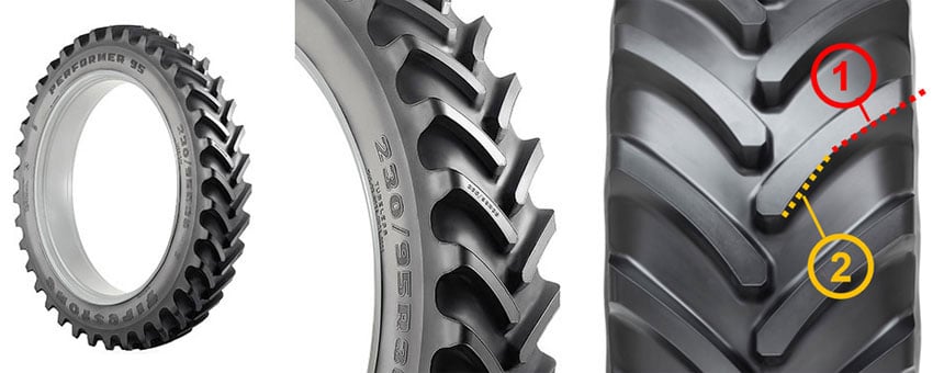 Dual angle lugs: 1 angle for traction – 2nd angle for self-cleaning