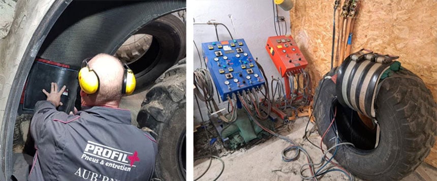 Compression of the area to be vulcanised during the heating process