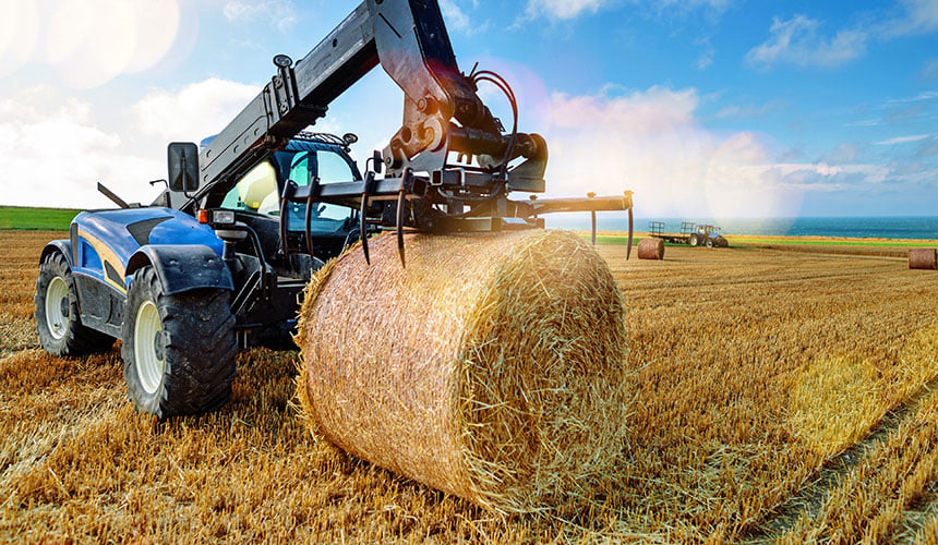 Tyre suited to front load transfer with a telescopic handler