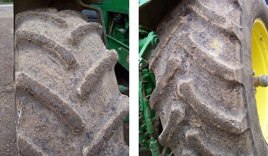 Agricultural tyre wear after only 730 hours on silex soil