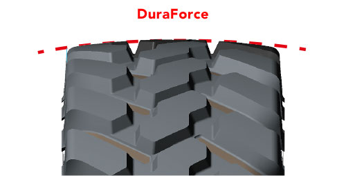 The tread of a DURAFORCE Utility tyre allows you to work flat on the ground, ensuring great stability