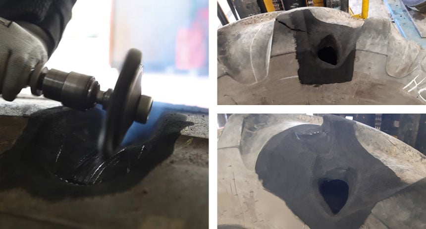 Hot repairs to tractor tyres